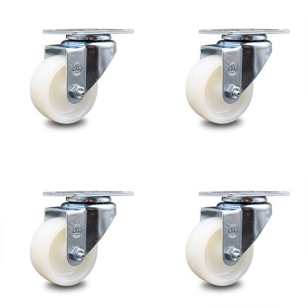 Service Caster 3 Inch Nylon Wheel Swivel Top Plate Caster Set SCC-20S314-NYS-4 - main